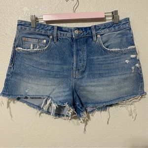 Free People We the Free Distressed Medium Wash Denim Shorts